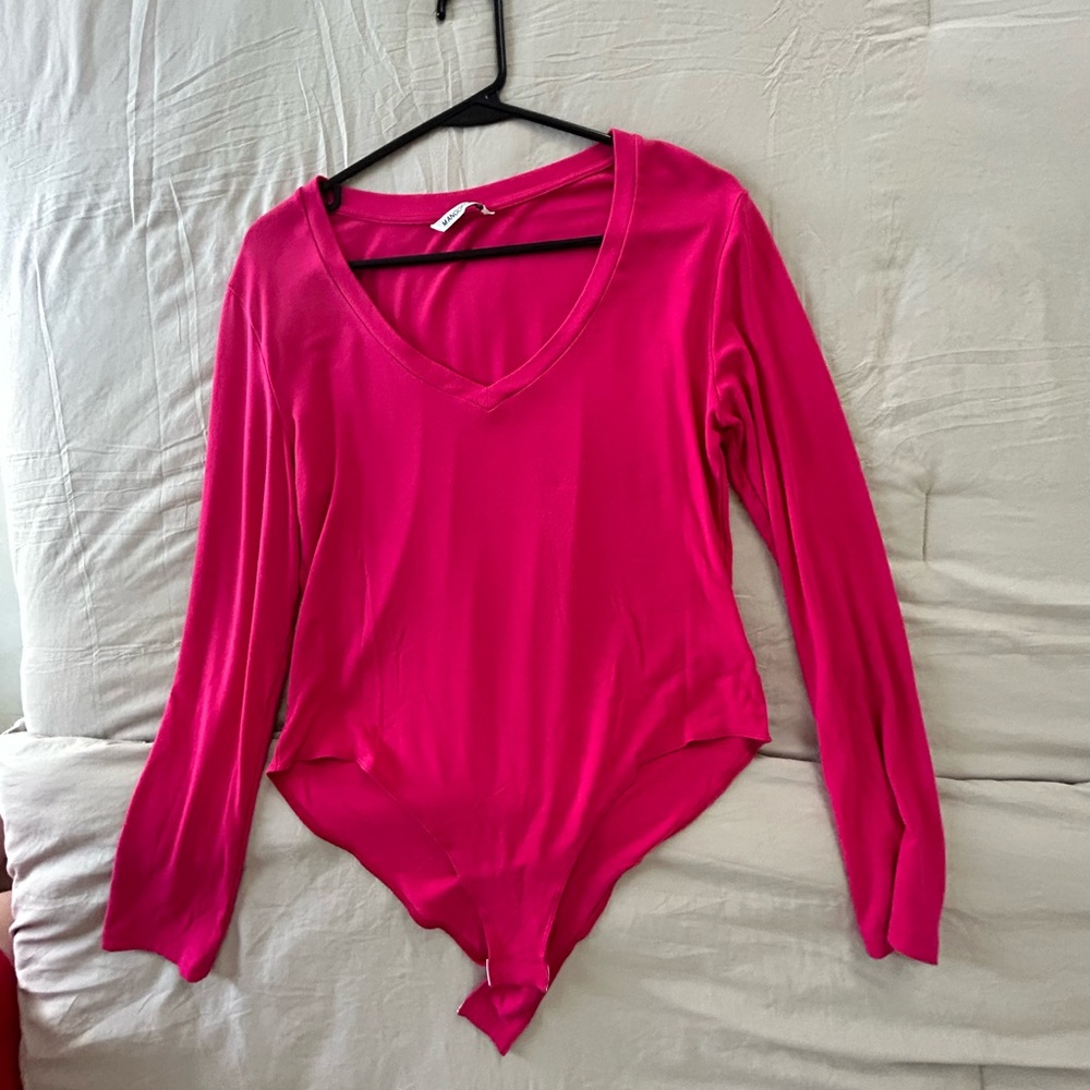 MANGOPOP Deep V Neck Long Sleeve Bodysuit